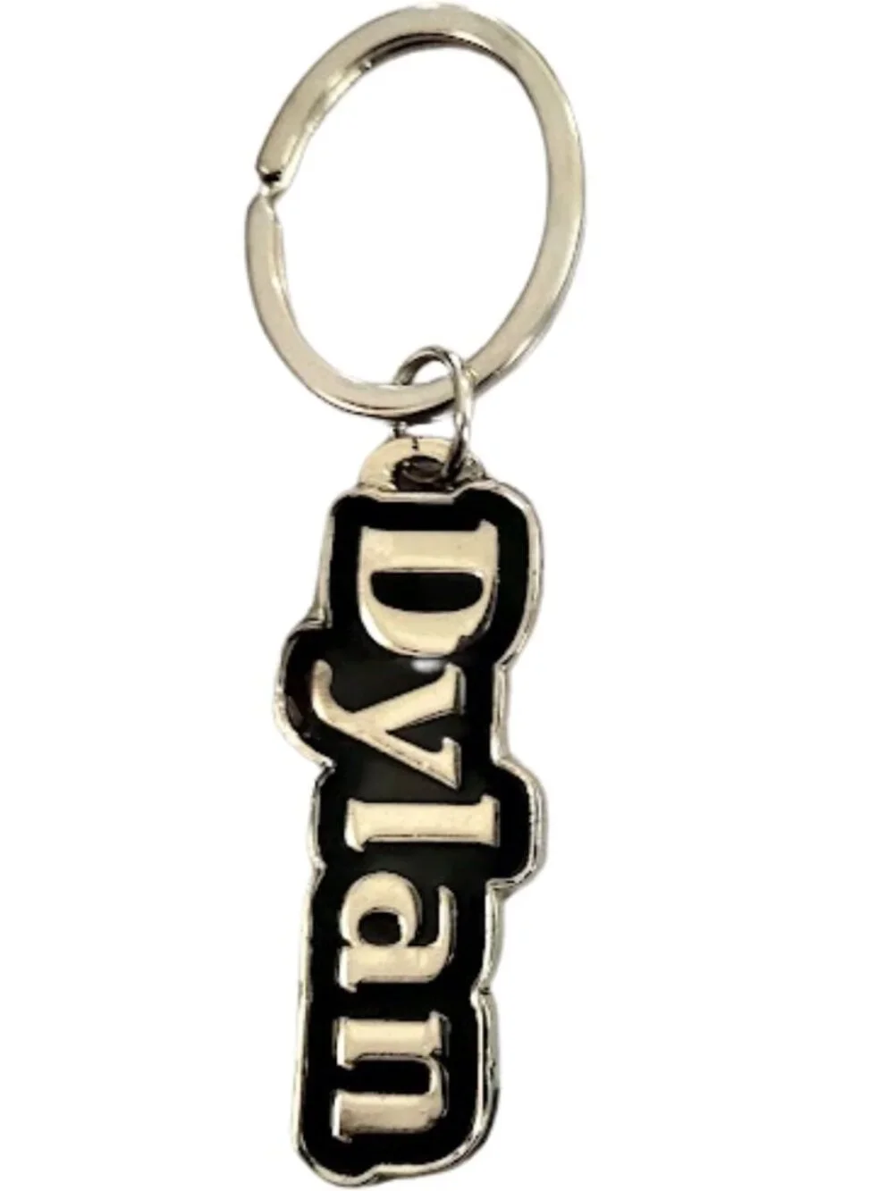 SWIBCO NW0T Black & Silver Galaxy Keychain Silver Metal Personalized Name DYLAN